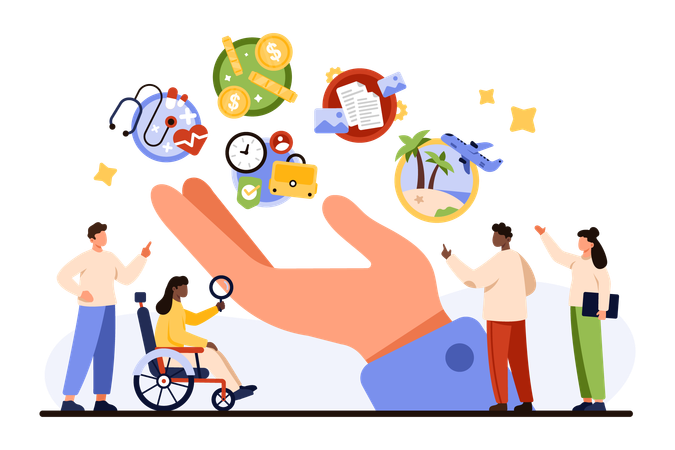 Incentive motivation for employees diverse group in corporate company  Illustration