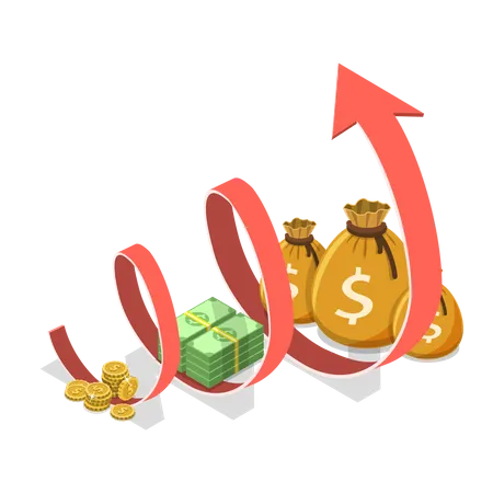 Income Growth Flat Isometric Vector Concept Concept Of Financial Growth Business Productivity ROI Financial Performance Illustration