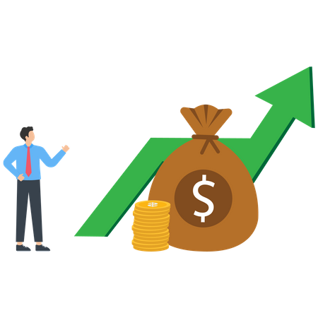 Income growth and profit earnings as financial progress  Illustration