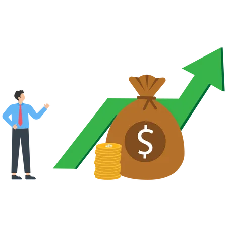 Income growth and profit earnings as financial progress  Illustration
