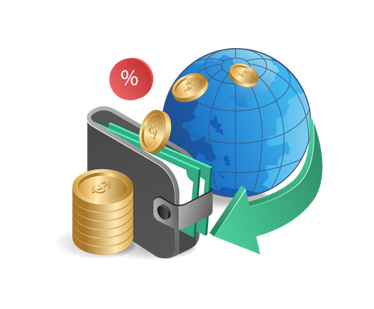 Income money and income world investment business  Illustration