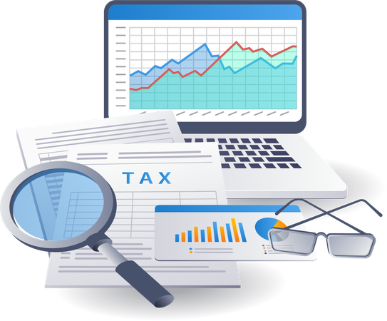 Income tax financial analysis data  Illustration