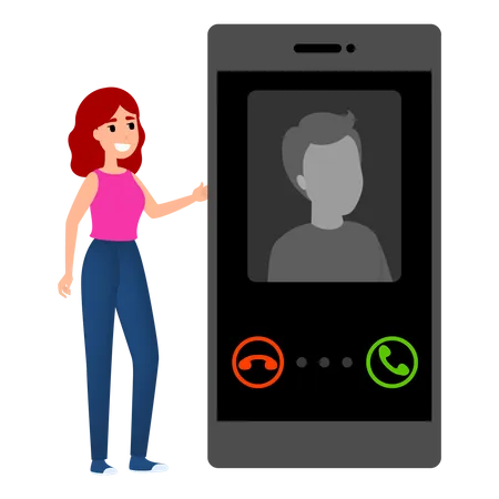 Incoming call from person on mobile phone Illustration