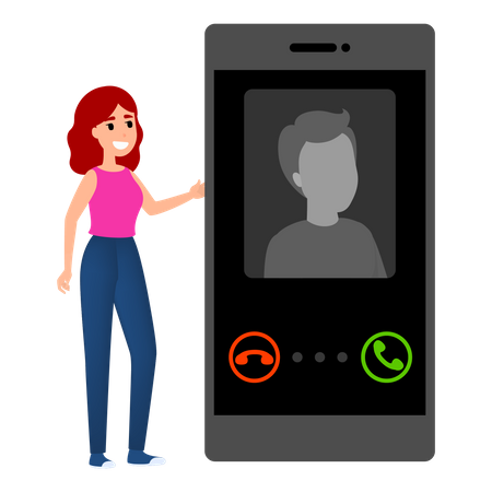 Incoming call from person on mobile phone  Illustration