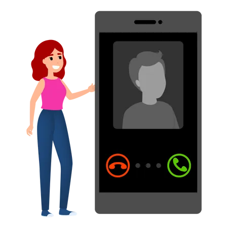 Incoming call from person on mobile phone  Illustration