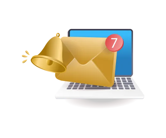 Incoming email notification on computer  Illustration