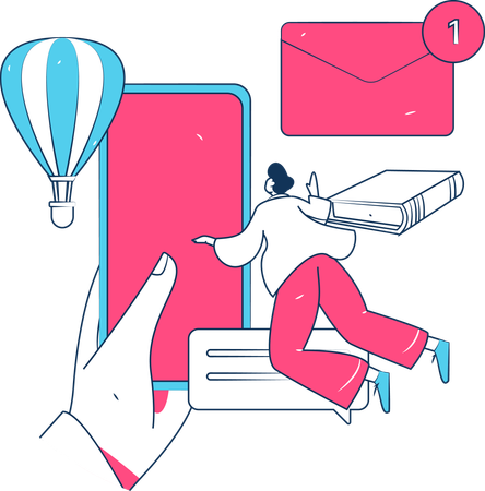 Incoming mail notification on smartphone app  Illustration