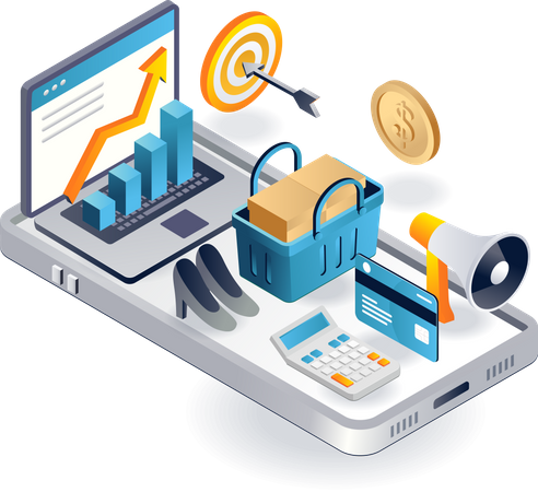 Increase selling e-commerce products Illustration