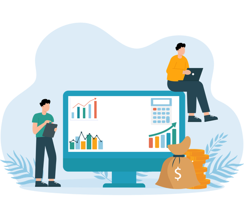 Increase Your Revenue graph analyzed by businessman  Illustration