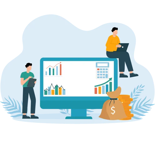 Increase Your Revenue graph analyzed by businessman  Illustration