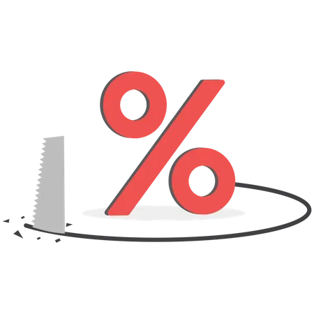 Fraud And Failure Business Percentage Budget Theft Finance Risk Problem Increasing Interest Rates Flat Vector Illustration Illustration