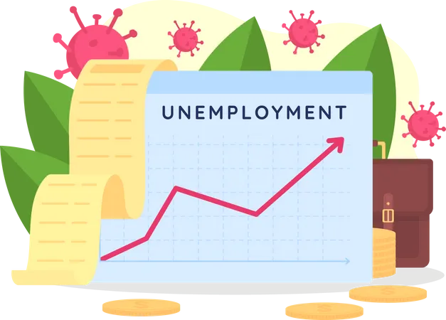 Increasing unemployment chart Illustration