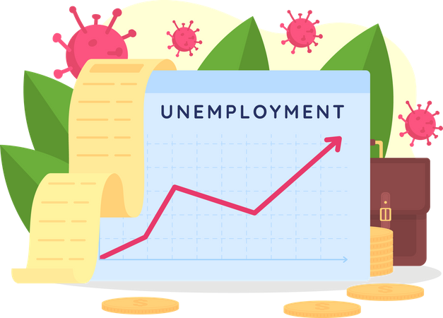 Increasing unemployment chart  Illustration