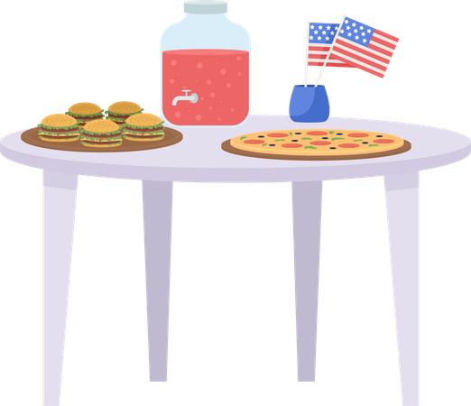 Independence Day Dinner Illustration