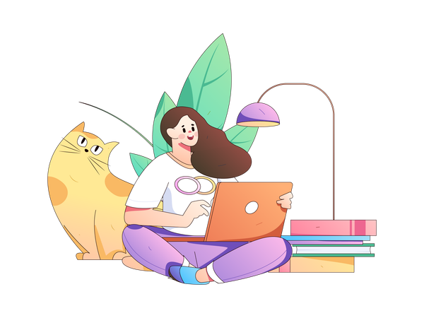 Independent contractor working from home  Illustration