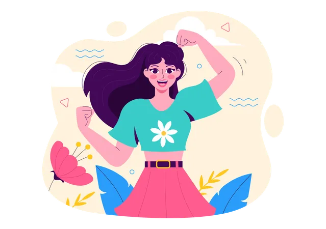 Independent girl showing girl power  Illustration