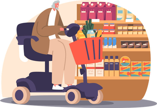 Independent Senior Woman Making Purchases  Illustration