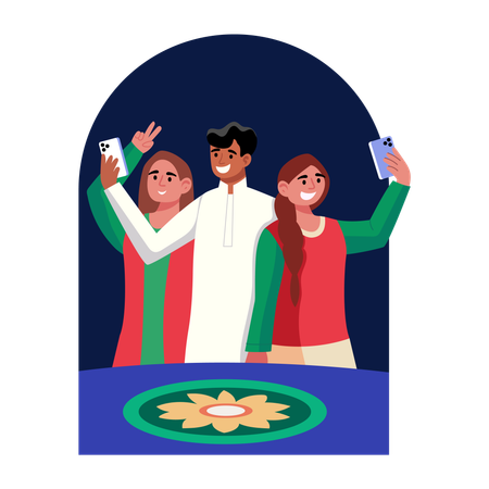 Inder machen Selfie  Illustration