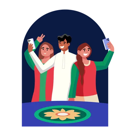 Inder machen Selfie  Illustration