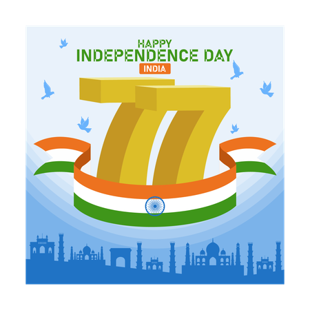 77° Día de la Independencia de la India  Ilustración