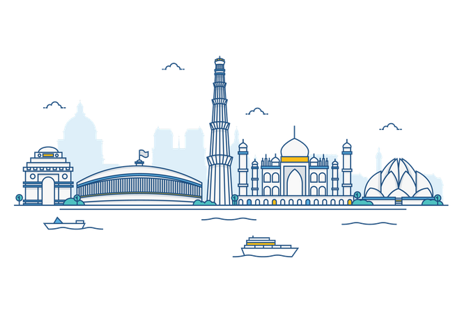 India skyline Illustration