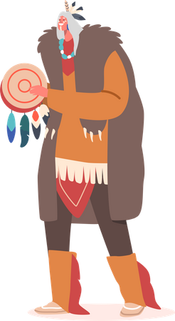 Indian American Chief Illustration