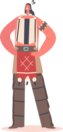 Indian American Indigenous Man  イラスト