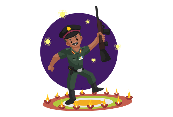 Indian army man celebrating festival  Illustration