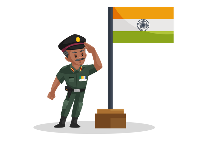 Indian army man celebrating independence day  Illustration