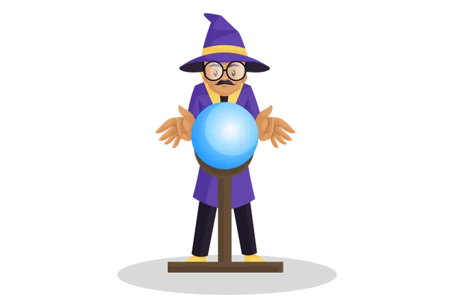 Astrologer Is Watching A Crystal Ball Illustration