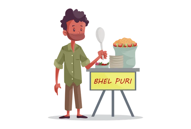 Indian Bhel Puri Vendor Illustration