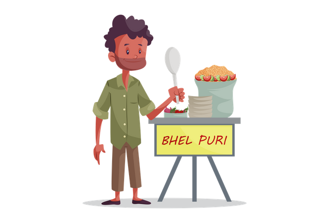 Indian Bhel Puri Vendor  Illustration