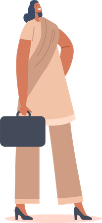 Indian business woman going to office Illustration