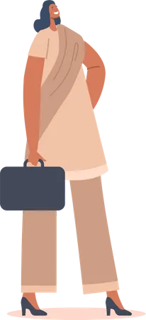 Indian business woman going to office Illustration