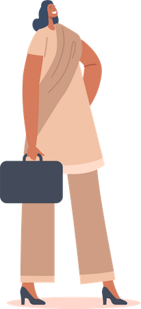 Indian business woman going to office  Illustration