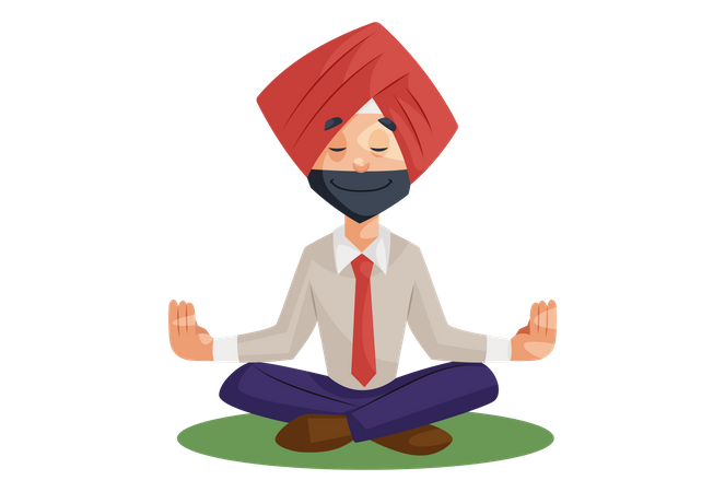 Indian businessman doing meditation  Illustration