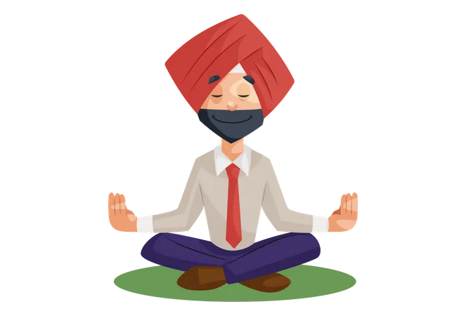 Indian businessman doing meditation  Illustration