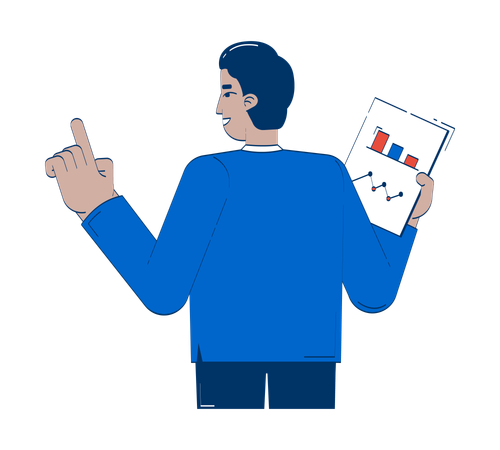 Indian businessman holding business chart document  Illustration