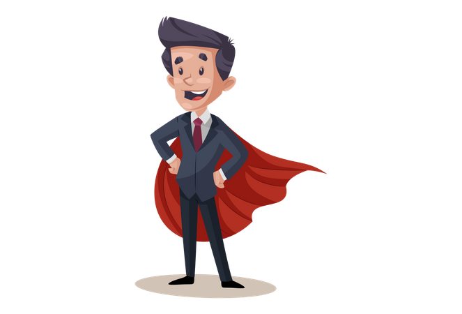 Indian Businessman is wearing superhero cape  Illustration