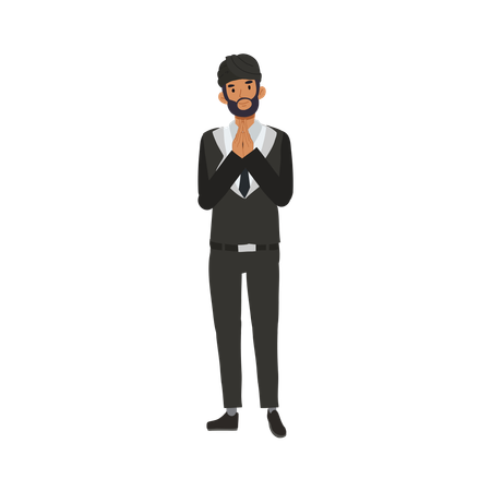 Indian businessman showing traditional gesture  Illustration