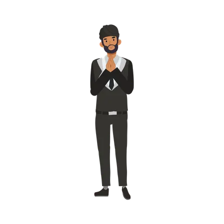 Indian businessman showing traditional gesture  Illustration
