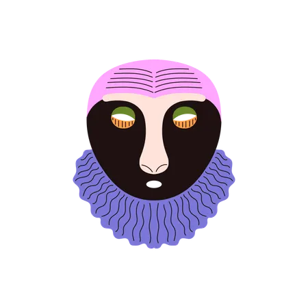 Indian carved wooden decorated mask aboriginal face  Illustration