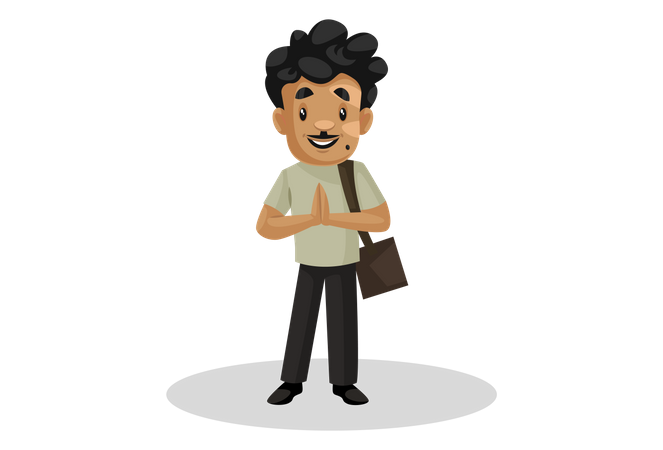 Indian cobbler standing in welcome pose  Illustration