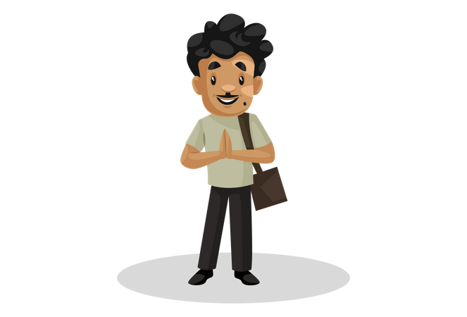 Indian cobbler standing in welcome pose  Illustration