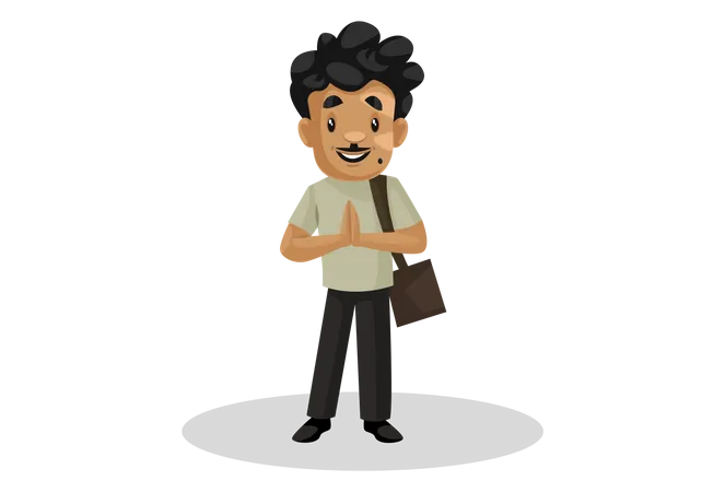 Indian cobbler standing in welcome pose  Illustration