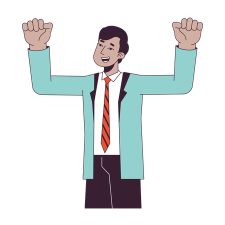 Indian corporate employee raising hands up  Illustration