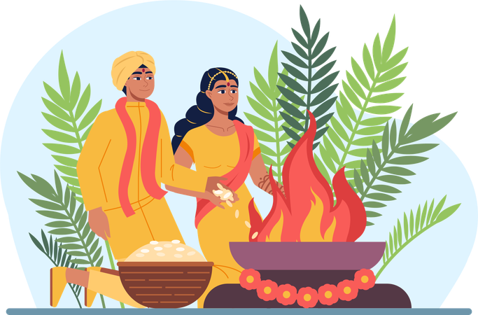 Indian couple  イラスト
