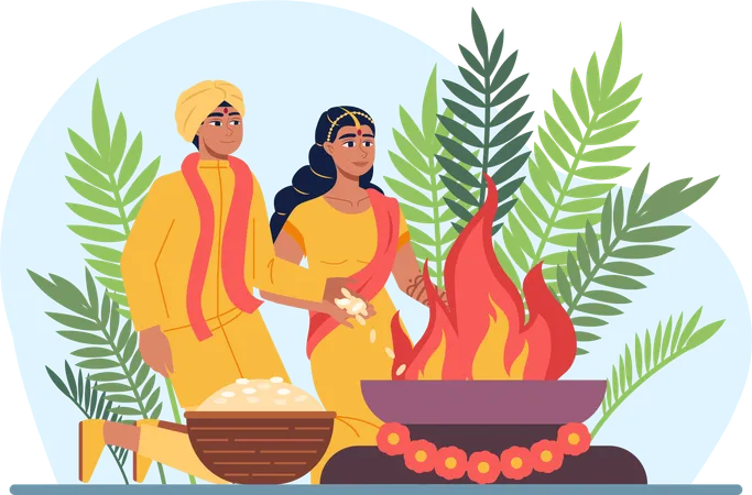 Indian couple  イラスト