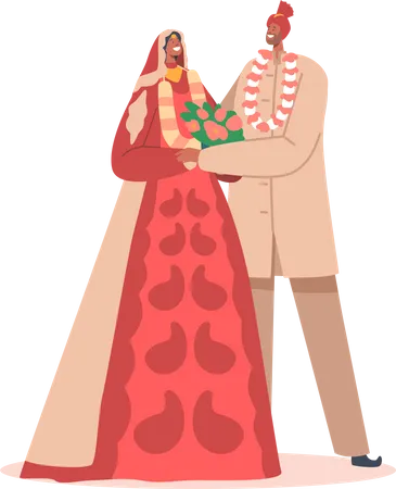 Indian Couple Illustration