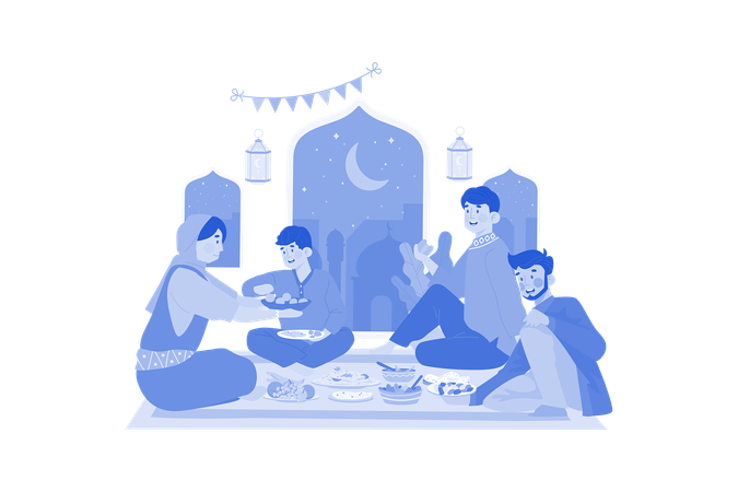 Indian couple enjoying Diwali sweets  Illustration